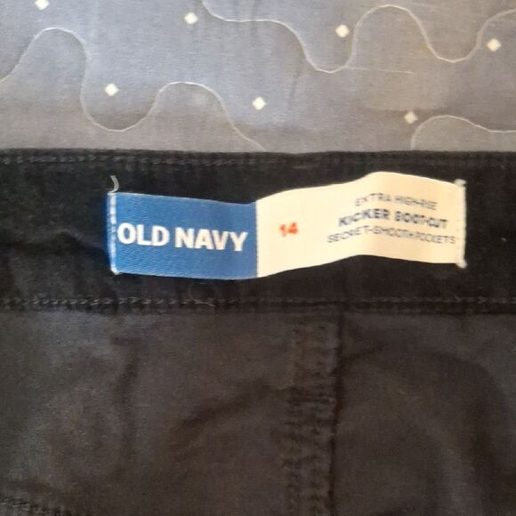 Old Navy Black Velvet extra high rise kicker boot cut pants size 14 - Picture 3 of 7